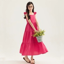 女童吊带裙度假沙滩裙旅游长裙飞袖条纹设计款公主裙蛋糕裙中大童