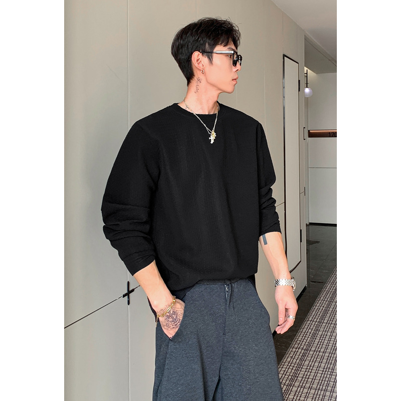 Jacquard-Sweatshirt für Herren, neuer Rundhalsausschnitt im Frühlingsstil, amerikanisches Retro-Top, trendige Marke, stylisch und cool_voghion.com