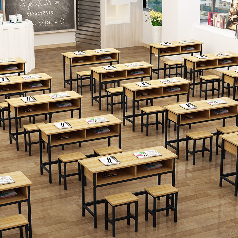 教室培训室考试桌椅 双层带抽屉学校课桌 学生辅导班补习班课桌凳