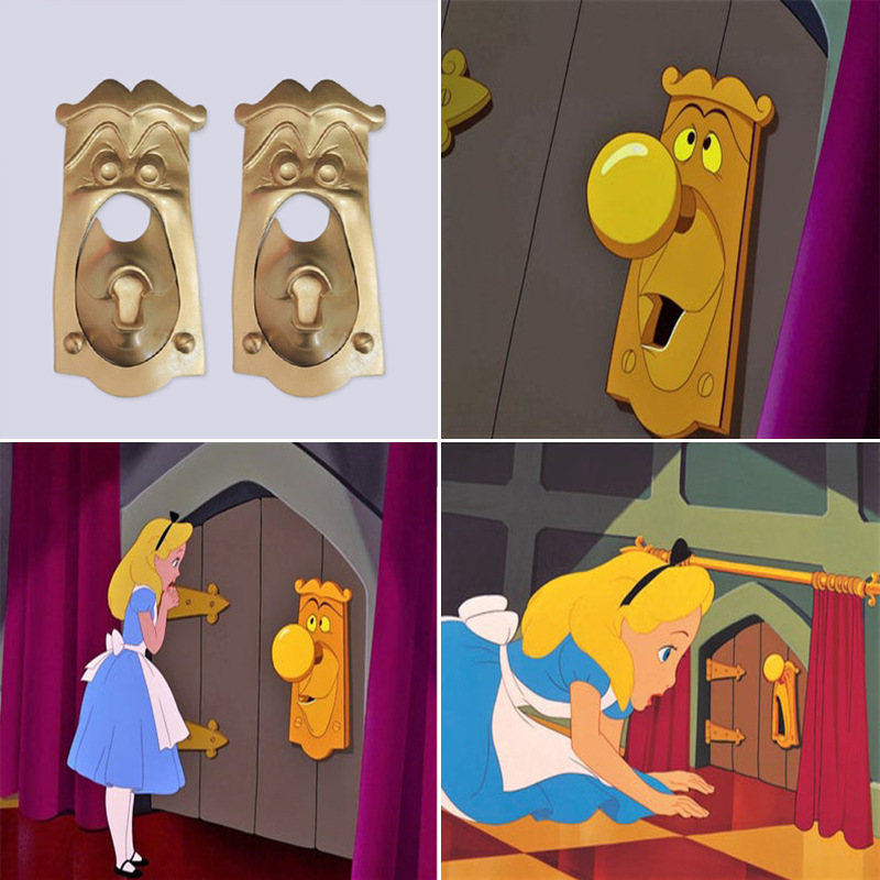 跨境新品 愛麗絲夢遊仙鏡門把手先生樹脂裝飾 家用掛飾門把裝飾品