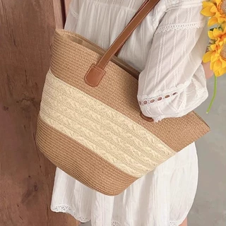 海边度假沙滩包包女2025新款春季编织单肩包大容量菜篮草编托特包