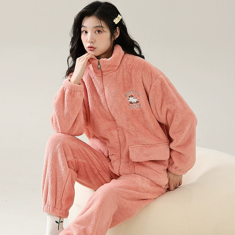 Коралловая пижама, бархатный демисезонный теплый халат, комплект для мужчин и женщин на молнии