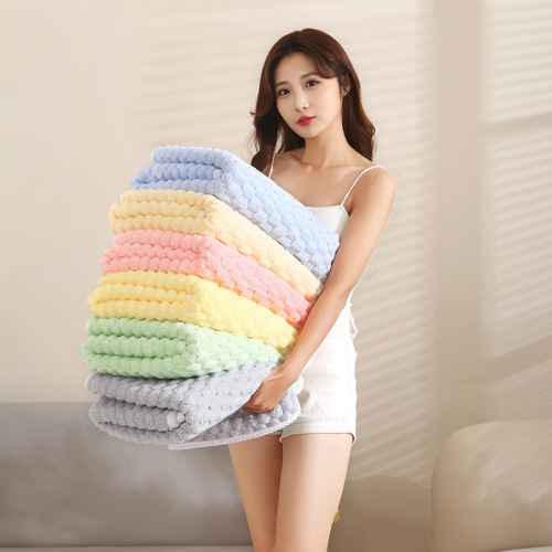 Coral Velvet Cloud Pattern Bath Towel Set of 4 Absorbent Soft Shower Solid Color Towels Bath Cap Bathroom