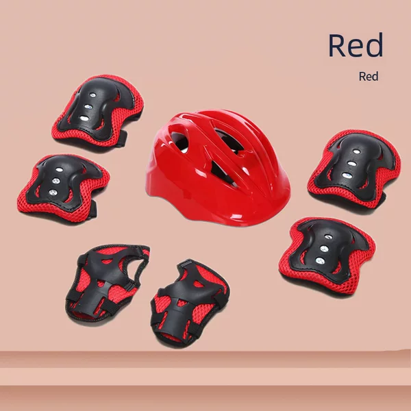 Children's Helmet Protective Gear Pulley Skates Protective Gear Set Scooter Balance Car Protective Gear Seven-Piece Set Source Factory