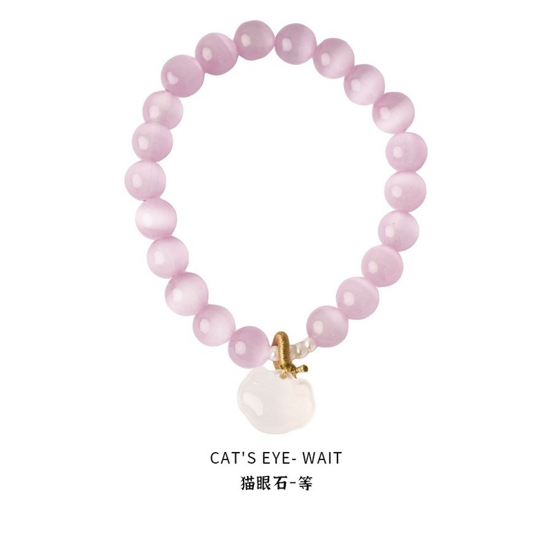 晗珞~猫眼石淡水珍珠弹力手链轻奢高级感百搭手串通勤时尚手饰女|undefined