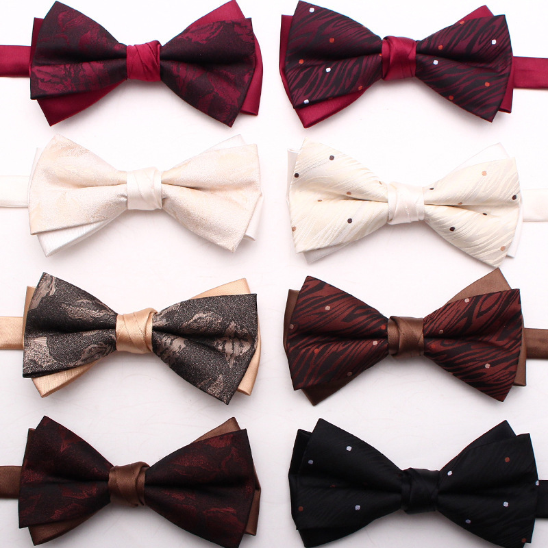 Men's Striped Bow Tie British Business Double-Layer Bow Tie in Stock Korean Style Wedding Groom Shirt Suit Bow Tie Accessories Men's Striped Bow Tie British Business Double-Layer Bow Tie in Stock Korean Style Wedding Groom Shirt Suit Bow Tie Accessories