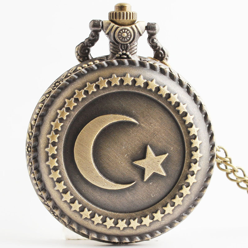 供应复古弯弯月亮男女个性时尚大号怀表批发 潮流大号表 怀表厂家