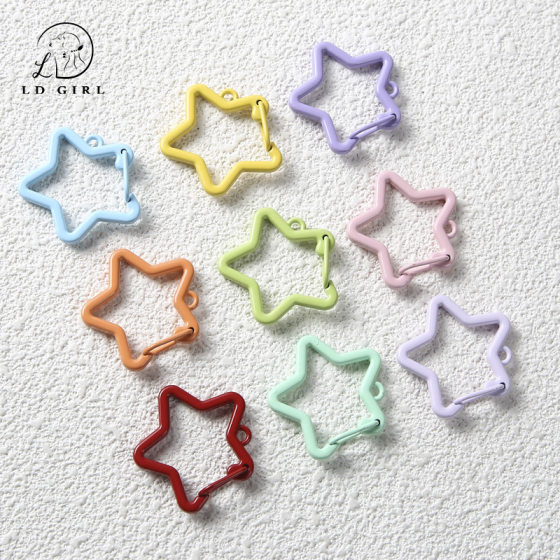 Color paint hanging spray five-pointed star spring ring dog buckle jewelry buckle spring buckle bag DIY key chain jewelry accessories