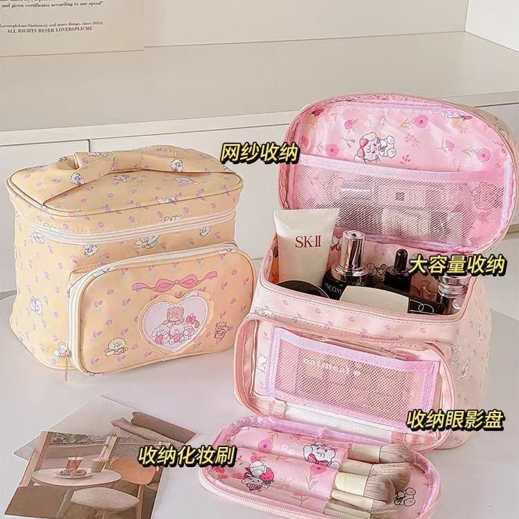 Popular Sweet Princess Makeup Bag for Women, Mikko Girly Storage Bag, Large Capacity Travel Square Handbag