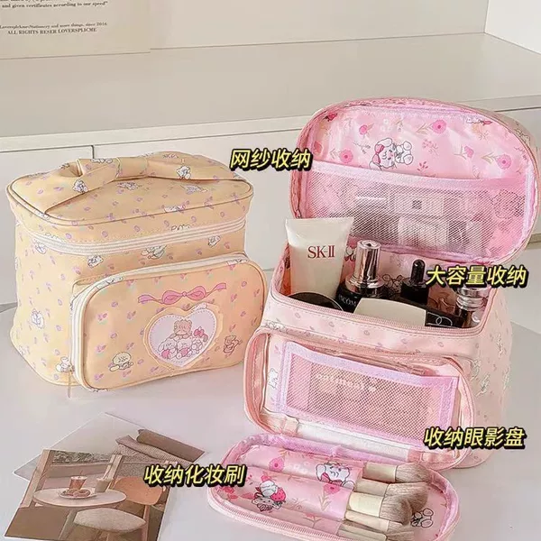 Popular Sweet Princess Makeup Bag for Women, Mikko Girly Storage Bag, Large Capacity Travel Square Handbag
