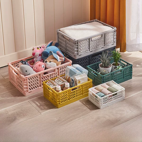 Desktop folding storage basket snack stationery organizing storage box cosmetics sundries basket fruit basket storage basket
