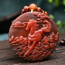 厂家直供龙涎香灰琥珀手工雕刻马到成功吊坠各大直播平台直播货源