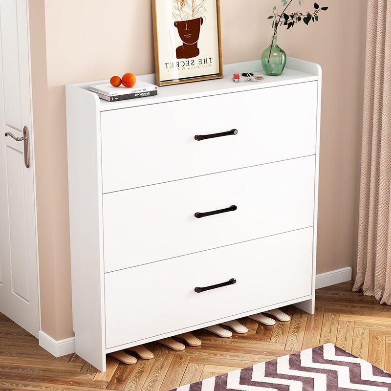 Ultra-Thin Solid Wood Flip-Top Shoe Cabinet, Small Entryway Cabinet Against the Wall, Large Capacity Multi-Layer Shoe Cabinet for Home Entrance