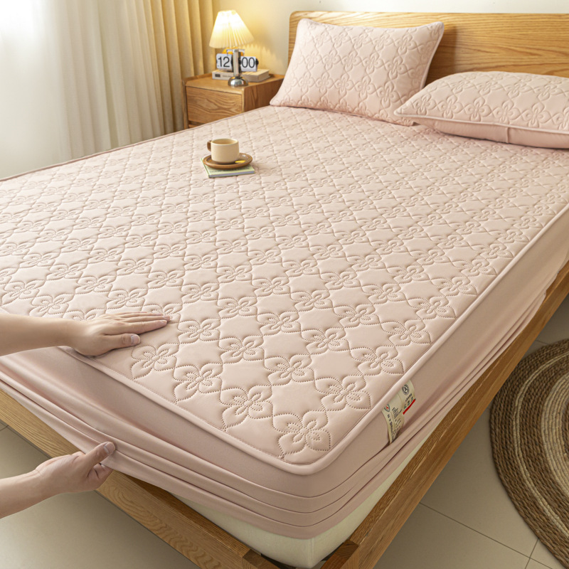 Sombrilla de cama impermeable de grado materno e infantil acolchada, cubierta de cama universal de cuatro estaciones, cubierta de cama de color sólido, cubierta de cama de belleza a prueba de polvo individual
