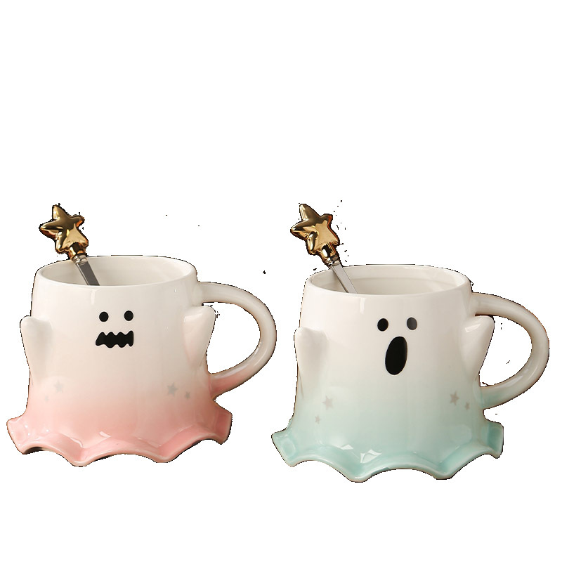 ハロウィンゴーストセラミックウォーターカップマジックファントムエルフマグクリエイティブコーヒーカップ奇妙なカップルカップ|undefined