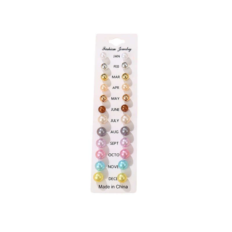 Sweet Style 1 Set Sweet Geometric Solid Color Stoving Varnish Imitation Pearl Ear Studs