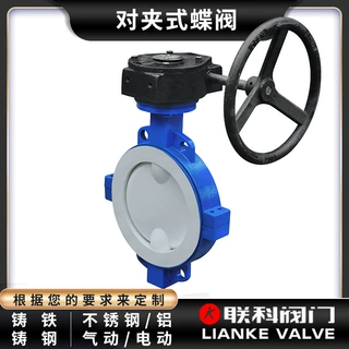 可加工定制对夹式蝶阀D371F46-10C手动气动衬氟对夹蜗轮衬氟防腐