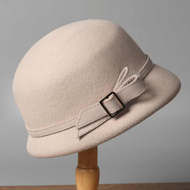 Mũ len beanie nữ phong cách Hepburn, chất liệu len pha, kiểu dáng thanh lịch thu đông — màu be