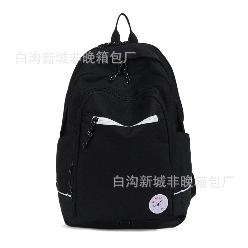 With zipper, black