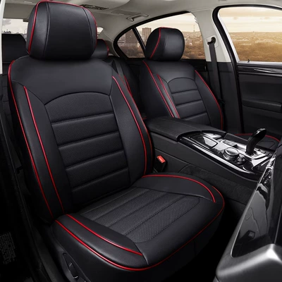 Modelə uyğun (Original) oturacaq örtükləri Surround Car Seat Cover - black-red-five-seats-nappa-leather-full-surround-of-front-and-rear-rows