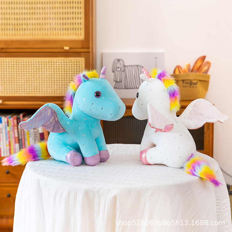 Foreign Trade Colorful Unicorn Plush Toy Creative Year of the Horse Doll Doll Children's Gift Pony Cross-Border Cloth Doll