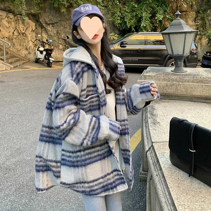 Стеганое шерстяное пальто с капюшоном, повседневное, плюс сайз, теплая, корейский стиль, norns girl