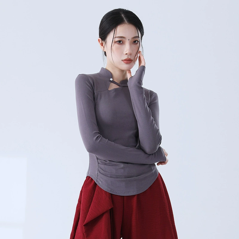 Modern base body-friendly retro cheongsam, sports clothing, long-sleeve, Chinese style