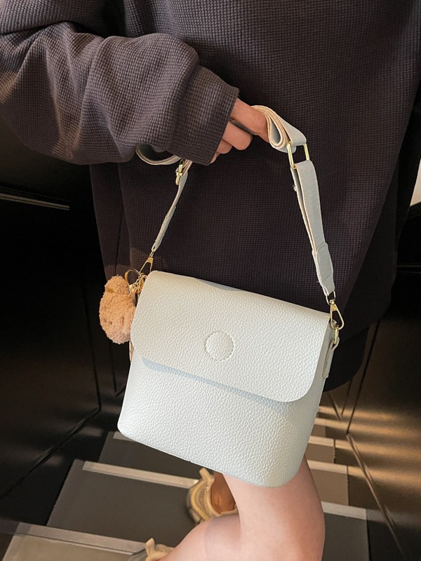 Bolso de balde para mujeres 2025 nuevo cross-border lichi estampado bolso de hombro de textura alta ancha doble correa de hombro mochila