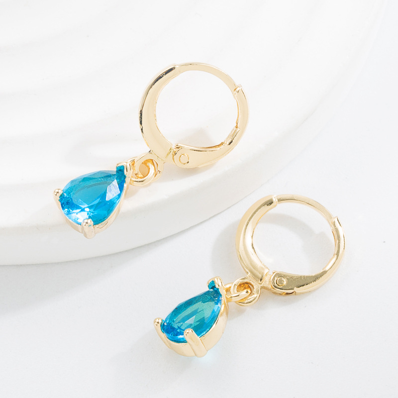 Womenu0027S Fashion Water Drop Copper Earrings Zircon Drop Earrings