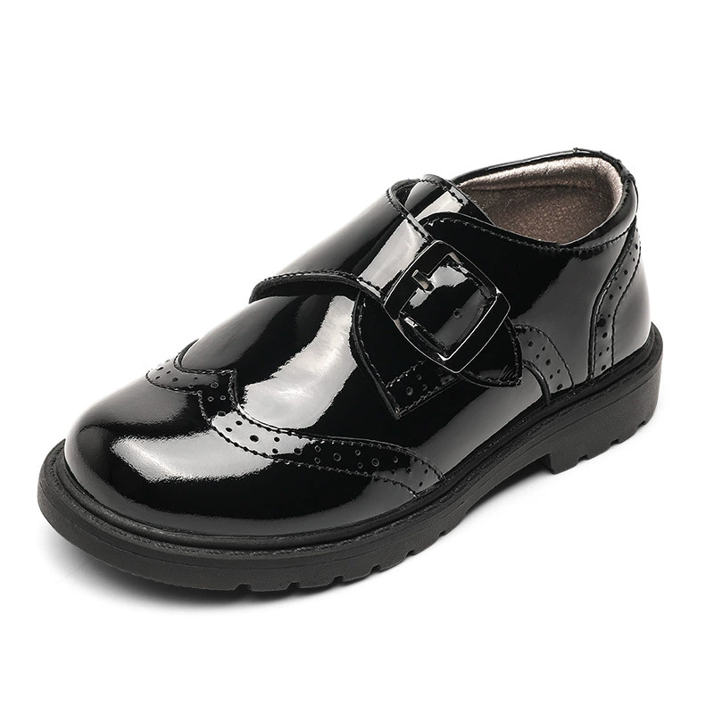 Кожаная обувь для мальчиков, летняя мягкая подошва в корейском стиле, детская черная обувь для студентов в британском стиле, детская кожаная обувь для подиума