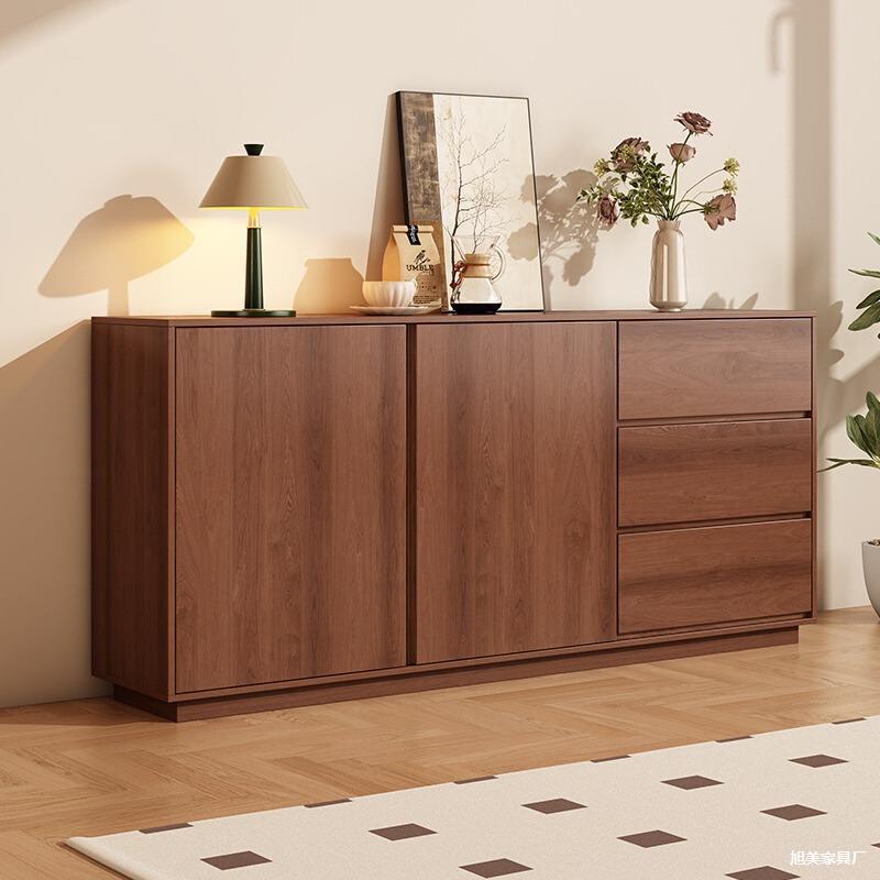 All Solid Wood Sideboard Storage Cabinet Against the Wall Integrated New Chinese Style Storage Cabinet Tea Cabinet Living Room Storage