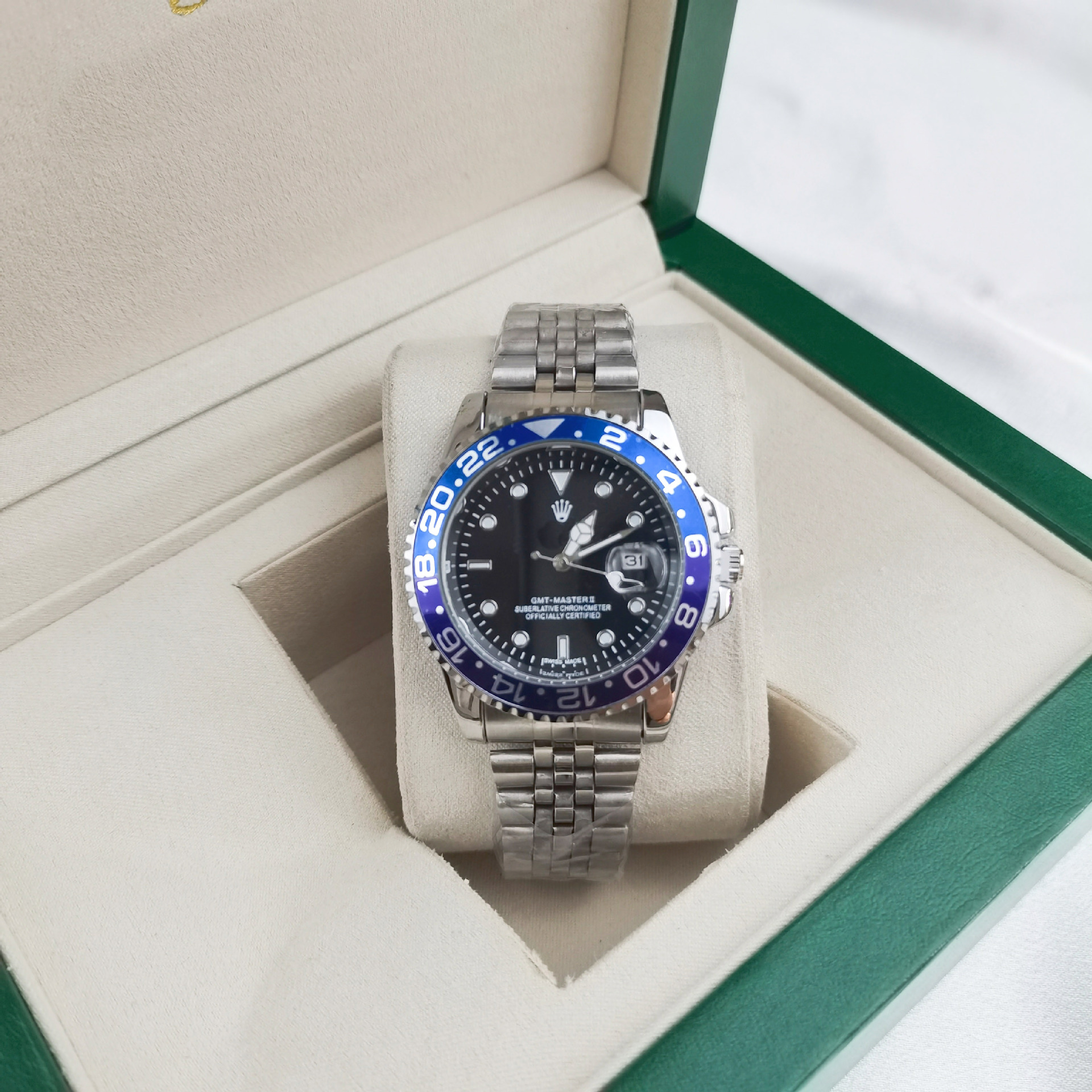 Four-pin coke circle five baht silver watch strap blue and purple circle