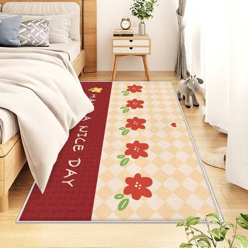 Crystal Velvet Material Simple Style Home Bedroom Bedside Rug Barefoot Soft Dustproof Stain Resistant Mat Absorbent Rugs