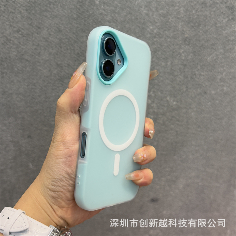 Apple 16promax ゼリー肌感触ツーインワン携帯電話ケース iPhone17 つや消し磁気吸引 15 ストラップカバーに適しています。|undefined