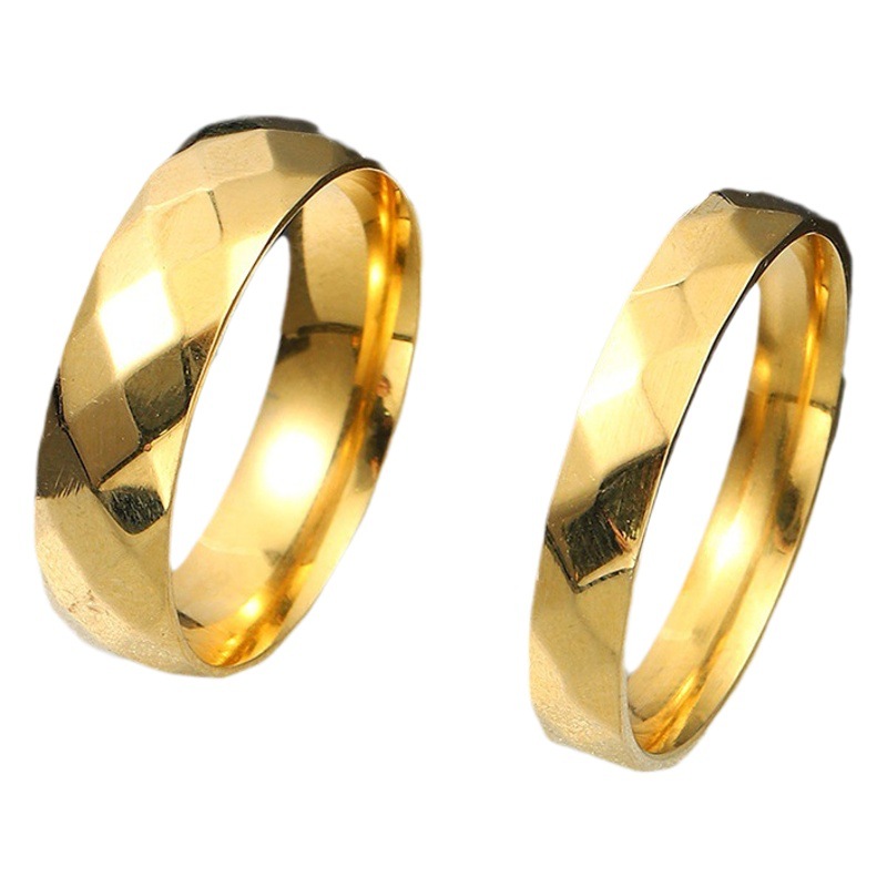 Suministro transfronterizo europeo y americano simple joyería de acero inoxidable rectificado personalizado multi-superficie diamante titanio acero par anillo fabricante image 1