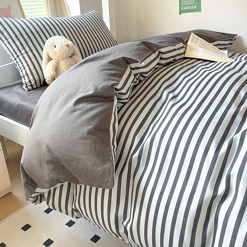 Ropa de cama de tres piezas para dormitorio de estudiantes universitarios, juego de cuatro piezas de algodón puro, funda de edredón de sábana individual 100% algodón