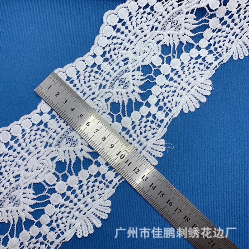 Nuevo 10cm encaje soluble en agua no elástico encaje hueco pestañas encaje blanco leche código de barras accesorios de ropa infantil