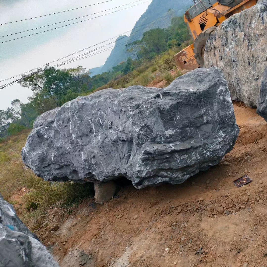 Камень для ландшафта «Черный горный камень», китайский черный полосовой камень, изготовленный на заказ