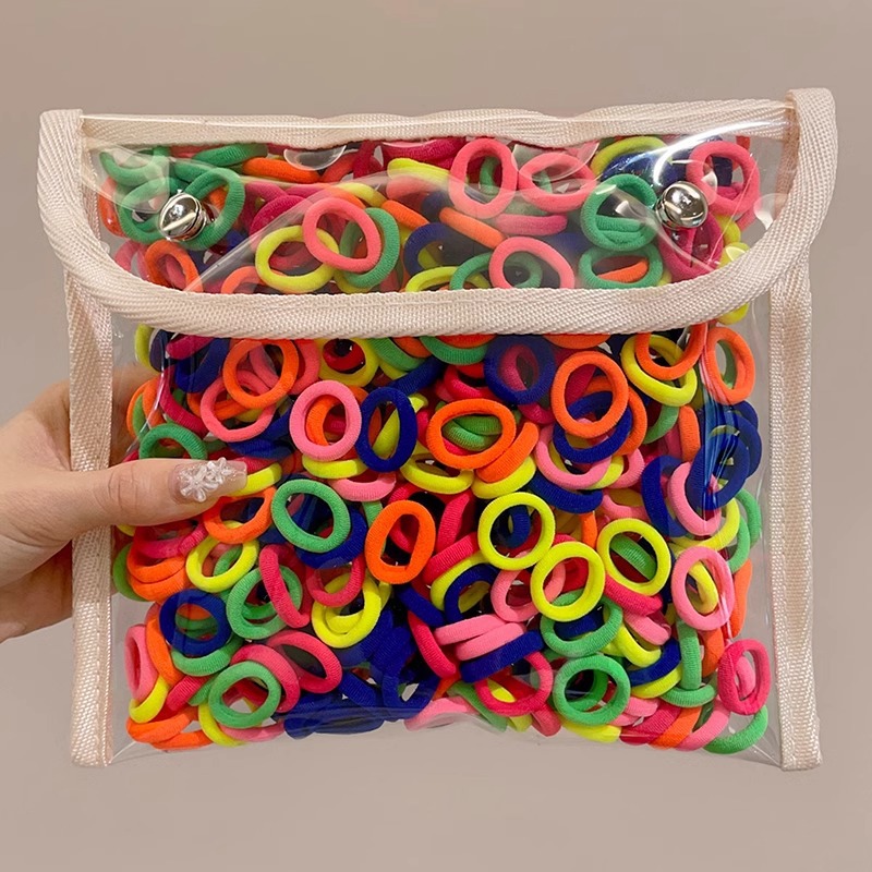 Anillo de cabello para niños de alta elasticidad para chicas de cola de caballo banda de goma trenzada cabello no lesionado cabello de bebé cuerda de cabeza red de cabello rojo cubierta de cuero