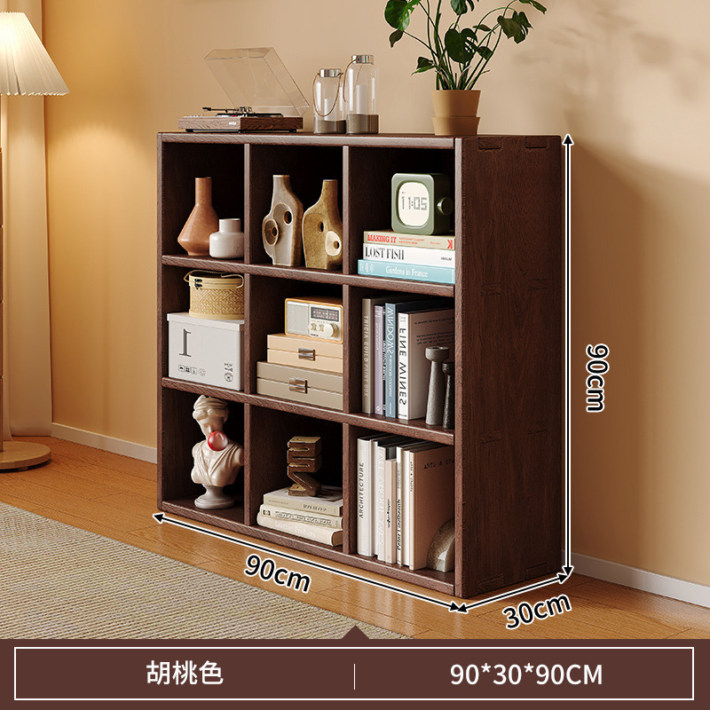 Gabinete bajo de madera sólida, gabinete de cuadrillas de color nuez, gabinete bajo de sala de estar doméstica, estante de almacenamiento contra la pared