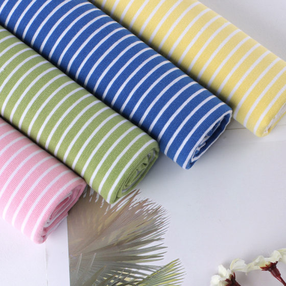 32S Stretch Stripesd Jersey Cotton Stretch Knitted Stripesd Fabric Summer Casual T-Shirt Dress Fabric