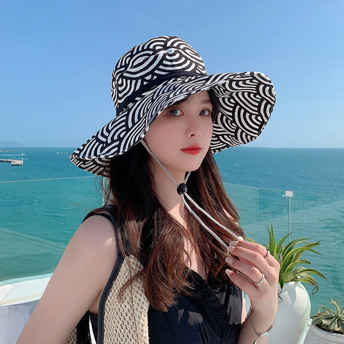 Women's Summer Cloud Fisherman Hat Sunshade Hat Korean Style Versatile Beach Vacation Wide Brim Face Covering Sun Hat