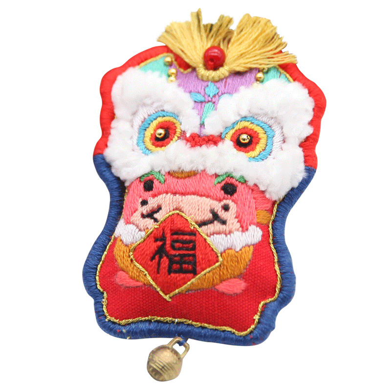 Año Nuevo bordado DIY material hecho a mano paquete xingshi bolsita principiante 12 Zodiaco adornos de coche Lotus bolsa bolsita