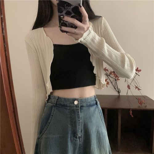 Short, thin, sun protection open jacket, halter dress, summer ice silk knitting shawl, cover coat, shoulder jacket, fairy-like air conditioning outerwear