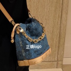新しい中古バッグ村上隆シリーズデニムブルーチェリー麻雀バッグ老眼プリントレトロ脇チェーンレディースバッグ
