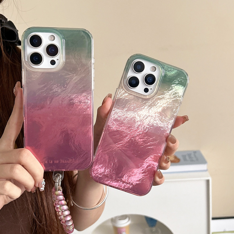 Ins Niche Gradient Pink-Green Color Gradient Suitable for Iphone16Pro Max Apple 15 Phone Case 13/14Imd