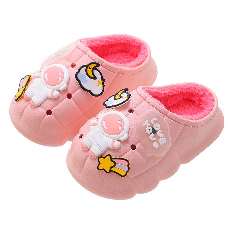 Zapatillas de algodón para niños de invierno niños y niñas cálido forro polar forrado padre-hijo bolsa talón antideslizante impermeable niños bebé Zapatillas de algodón