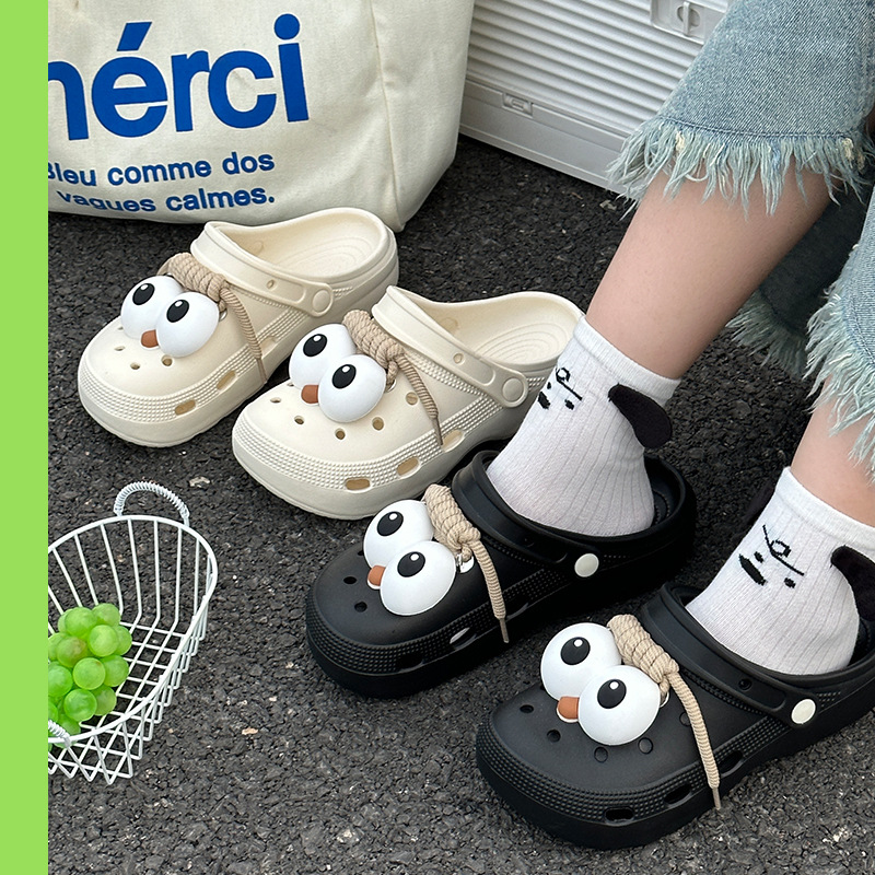 Eva zapatos con agujeros para mujer 2025 nuevo estilo playa antideslizante y desodorante pisando mierda zapatillas Baotou ropa exterior de verano para mujer