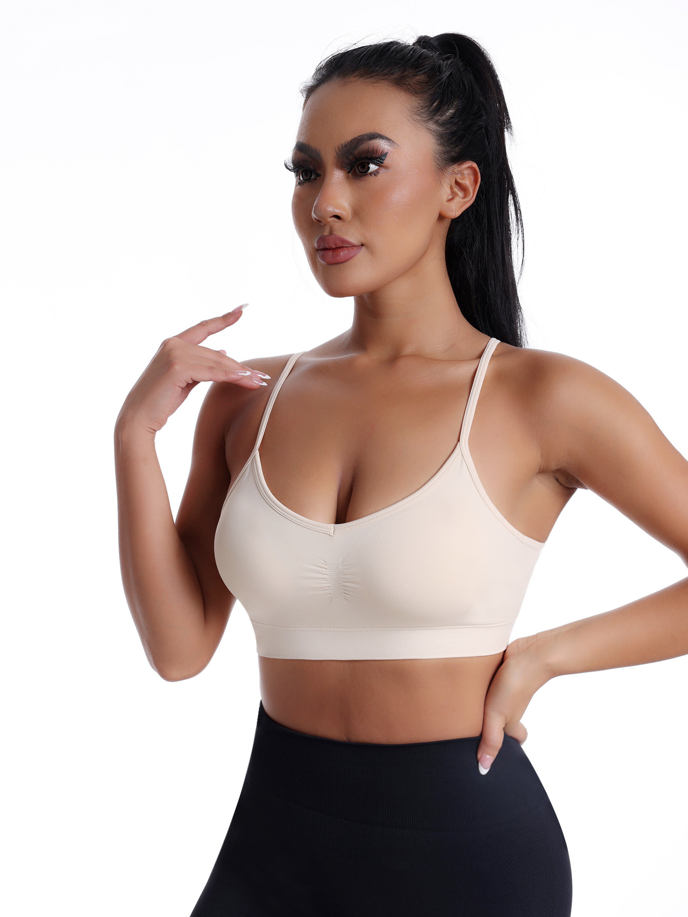 Bra deportivo con cinturón de hombro delgado con copas, cojín de pecho desmontable para mujeres, ropa interior, chaleco de fitness, chaleco de yoga sexy