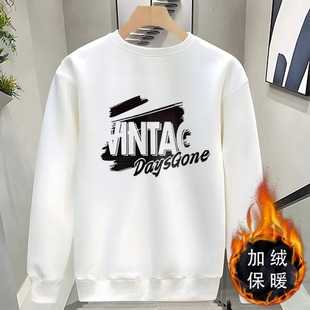 Heavy Weight Design American Trendyy Casual Sweatshirt Men's Autumn and Winter Round Neck Loose Versatile Long-Sleeved Top Couple Style